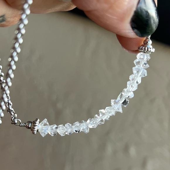 Genuine herkimer diamonds crystal double layer stainless steel angel necklace - Picture 11 of 13